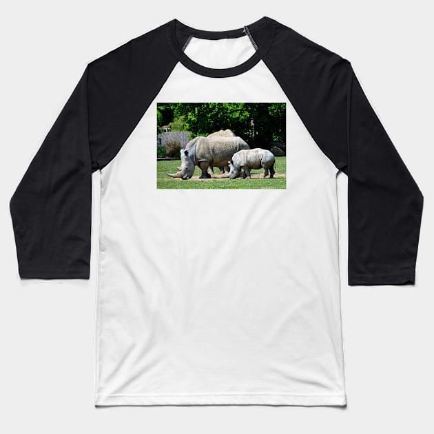 Southern White Rhino Rhinoceros Baseball T-Shirt by AndyEvansPhotos